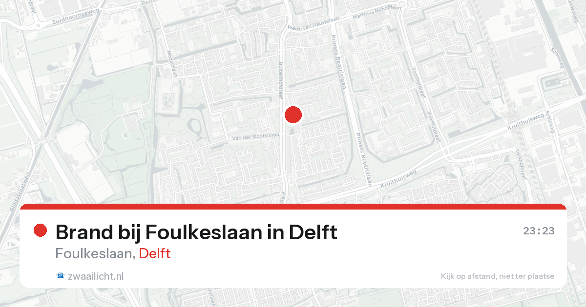 Brand bij Foulkeslaan in Delft — 23 aug 2026