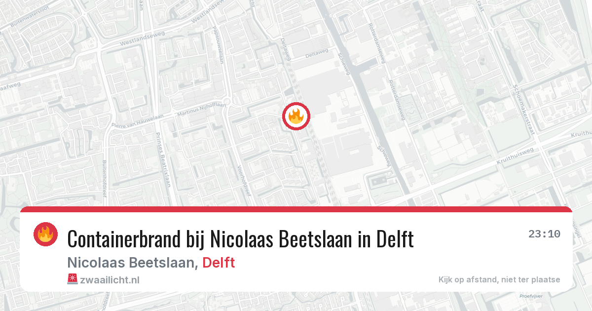 Containerbrand bij Nicolaas Beetslaan in Delft — 12 jul 2026
