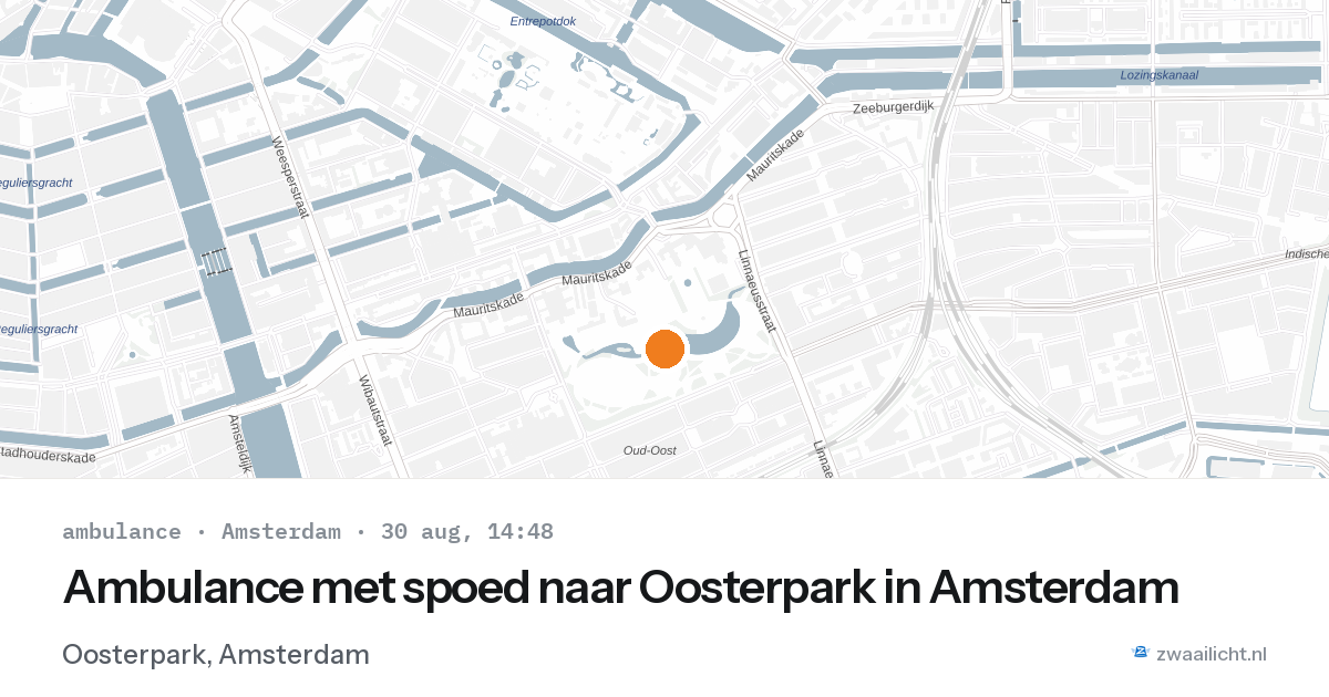 Ambulance met spoed naar Oosterpark in Amsterdam — 30 aug 2026