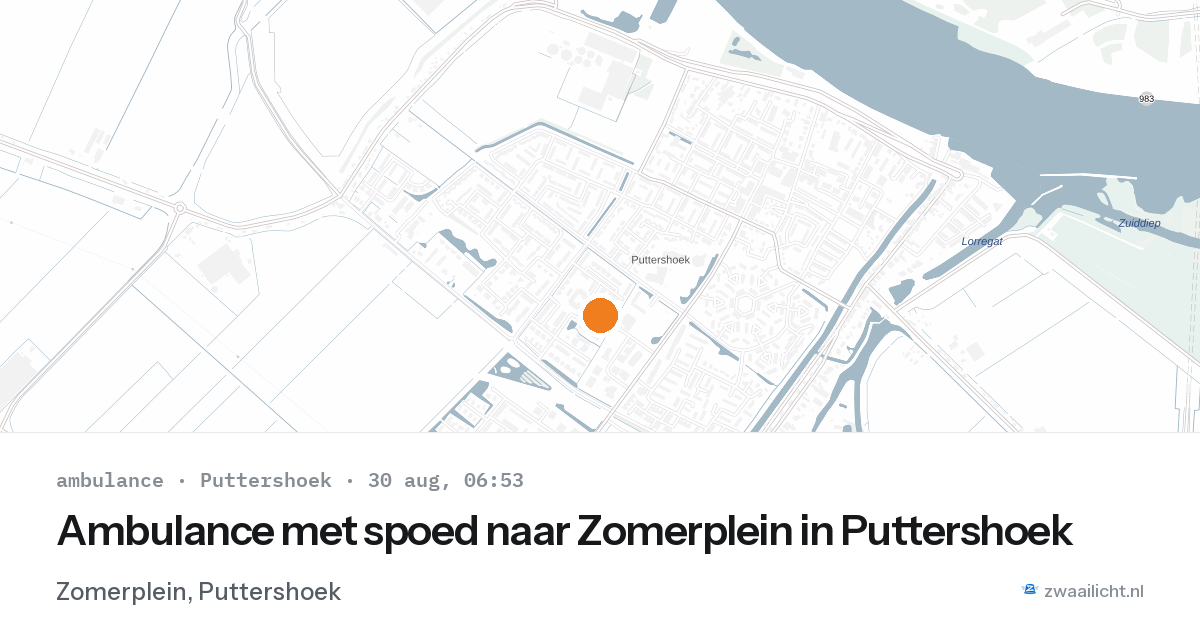Ambulance met spoed naar Zomerplein in Puttershoek — 30 aug 2026