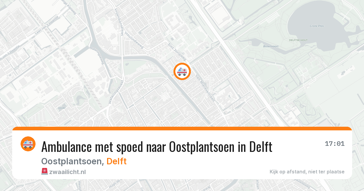 Ambulance met spoed naar Oostplantsoen in Delft — 12 aug 2026