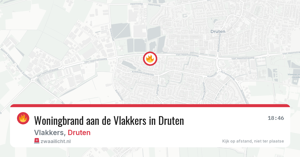 Woningbrand aan de Vlakkers in Druten — 15 mrt 2026