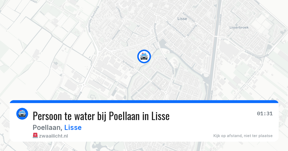 Persoon te water bij Poellaan in Lisse — 28 mei 2026