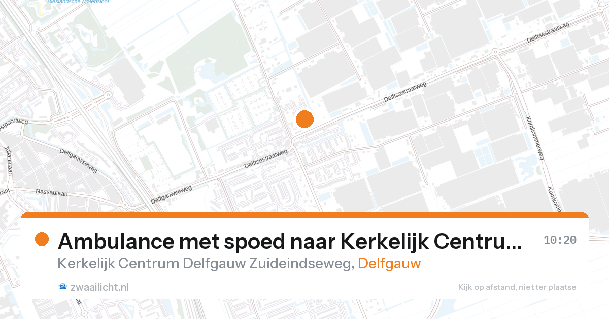 Ambulance met spoed naar Kerkelijk Centrum Delfgauw Zuideindseweg in Delfgauw — 1 feb 2026