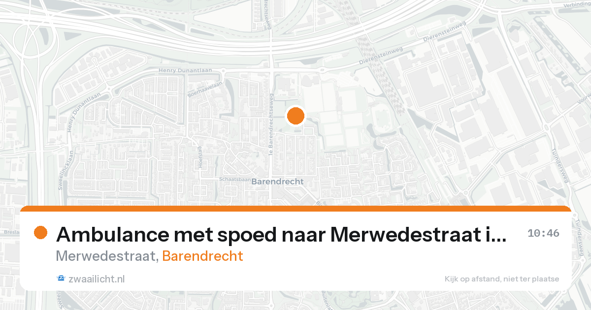 Ambulance met spoed naar Merwedestraat in Barendrecht — 24 aug 2026