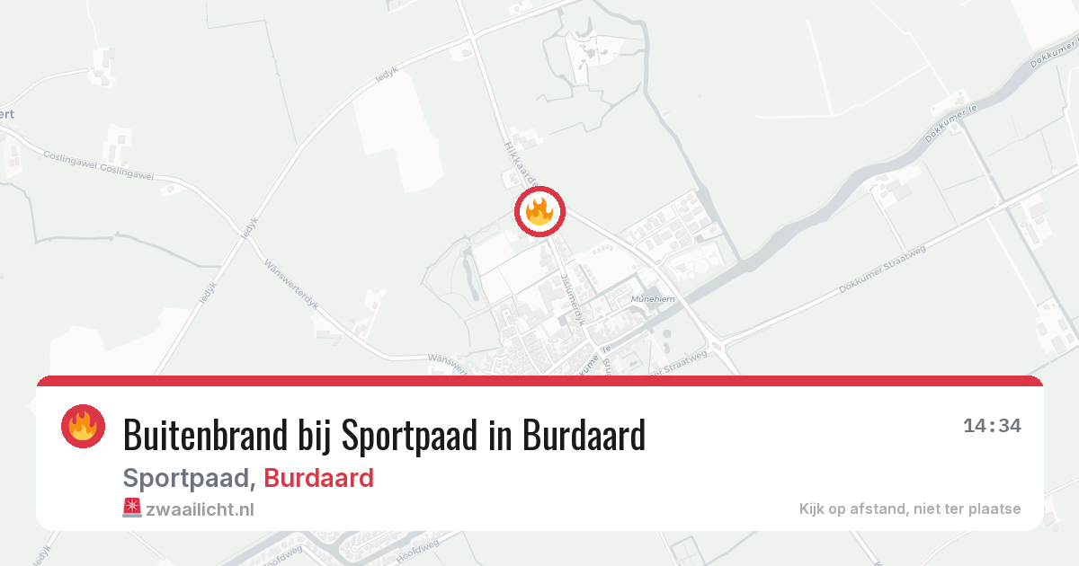 Buitenbrand bij Sportpaad in Burdaard — 22 mei 2026