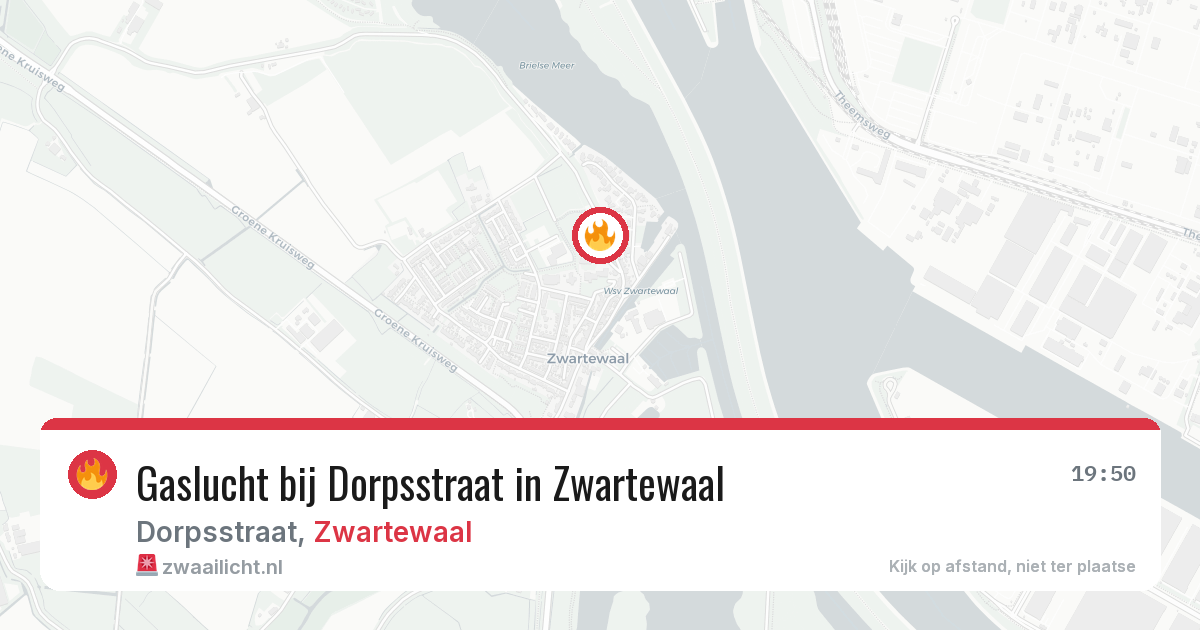 Gaslucht bij Dorpsstraat in Zwartewaal — 28 jul 2026