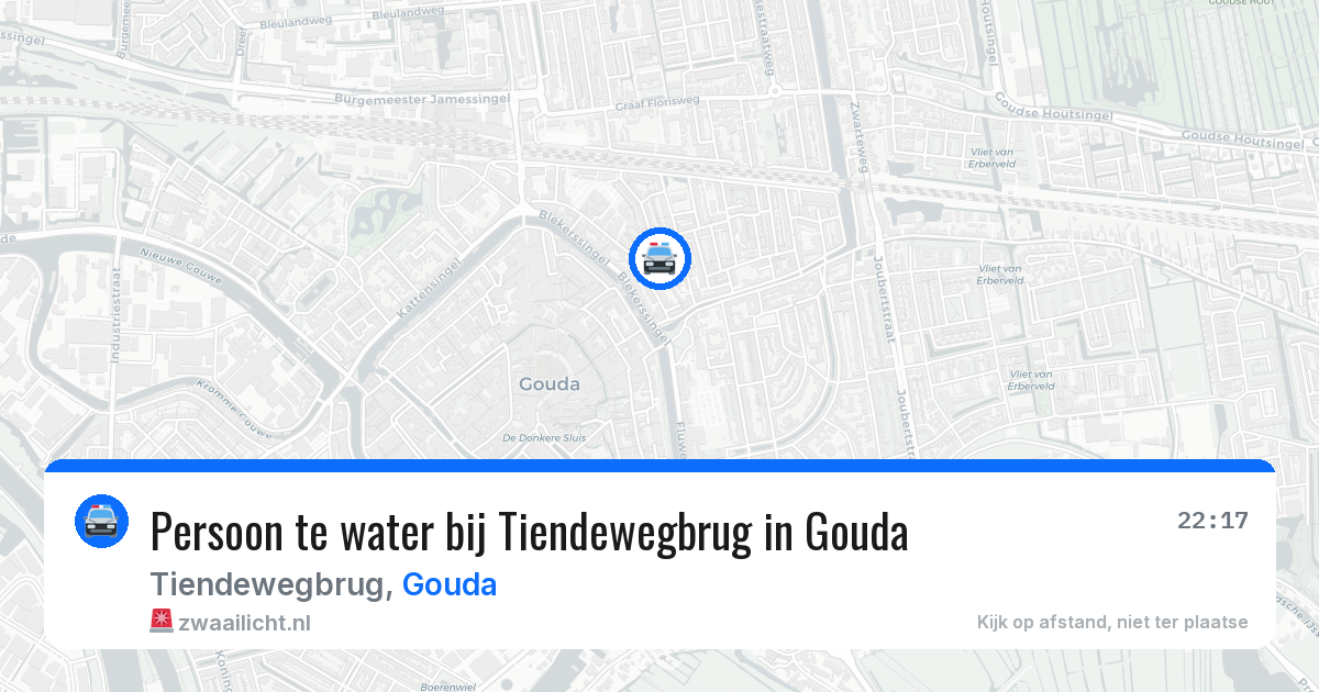 Persoon te water bij Tiendewegbrug in Gouda — 7 jul 2026
