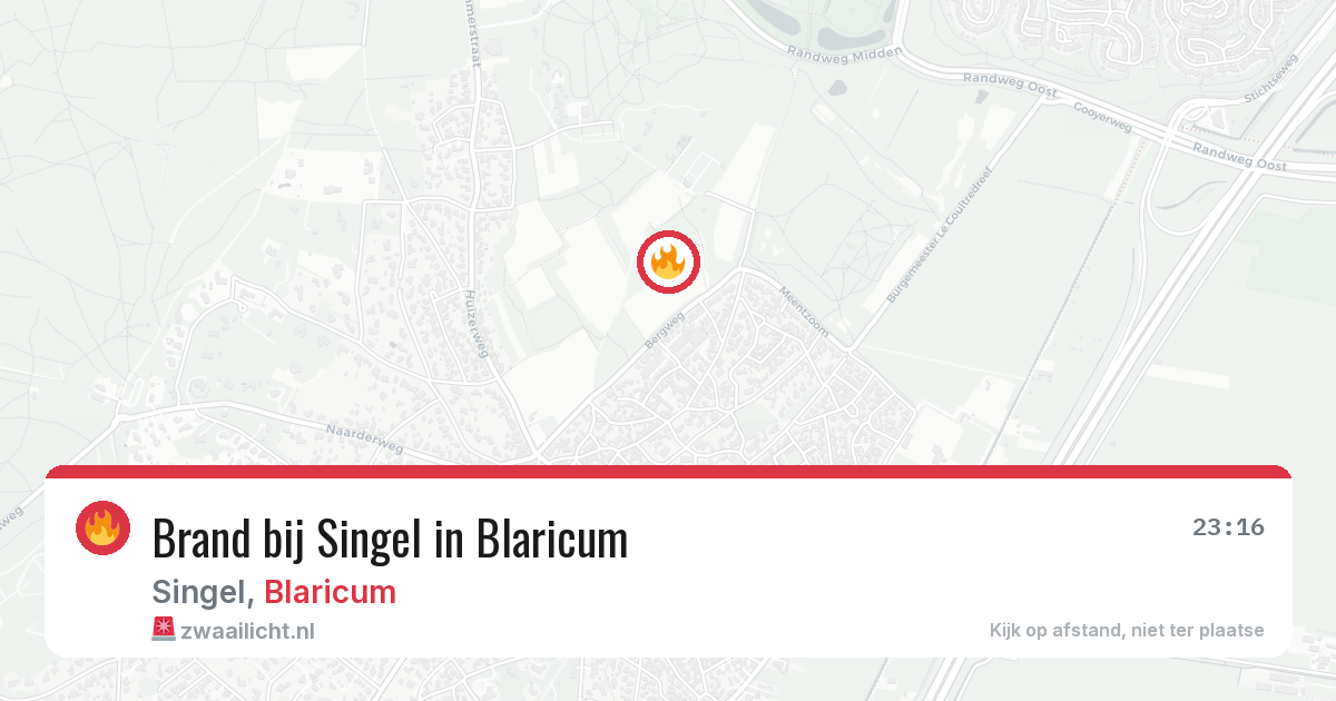 Brand bij Singel in Blaricum — 19 jun 2026