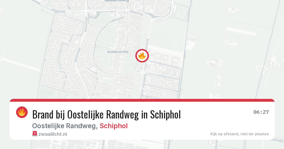 Brand bij Oostelijke Randweg in Schiphol — 4 aug 2026