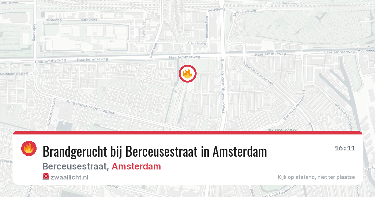 Brandgerucht bij Berceusestraat in Amsterdam — 24 mei 2026