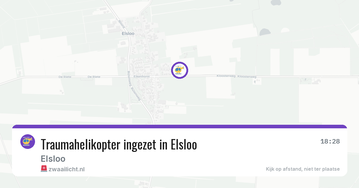 Traumahelikopter ingezet in Elsloo — 13 aug 2026 | 🚨 Zwaailicht.nl