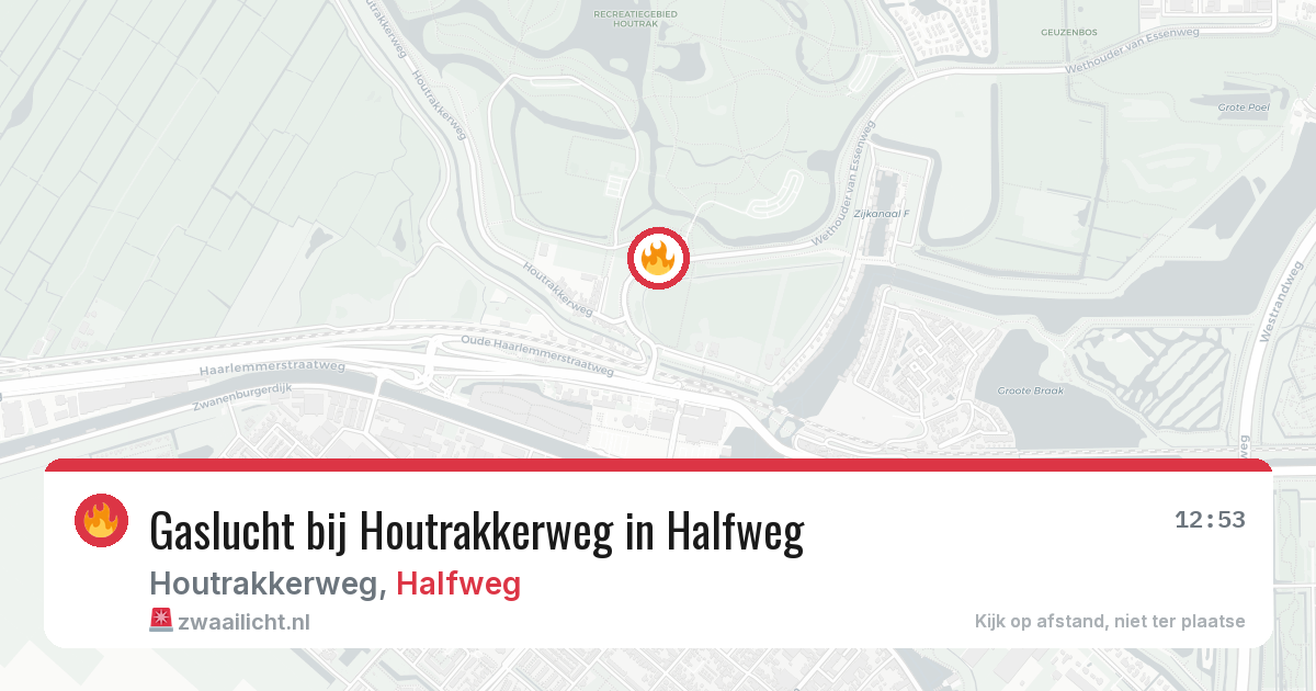 Gaslucht bij Houtrakkerweg in Halfweg — 10 aug 2026