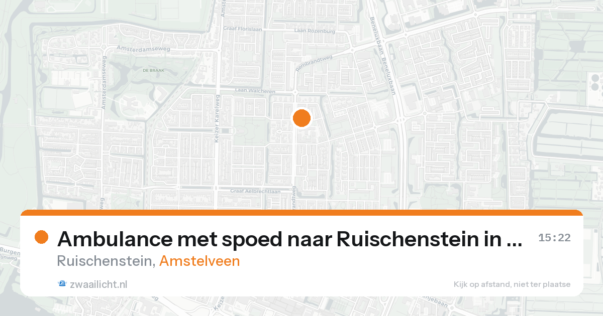 Ambulance met spoed naar Ruischenstein in Amstelveen — 23 aug 2026