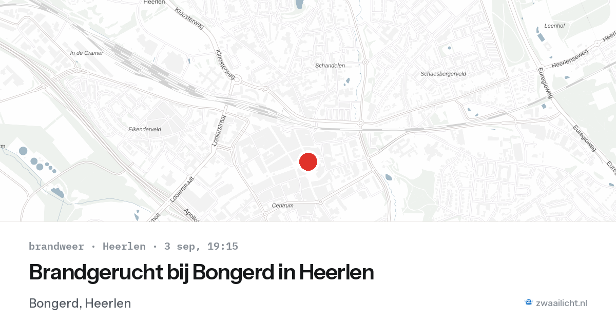 Brandgerucht bij Bongerd in Heerlen — 3 sep 2026