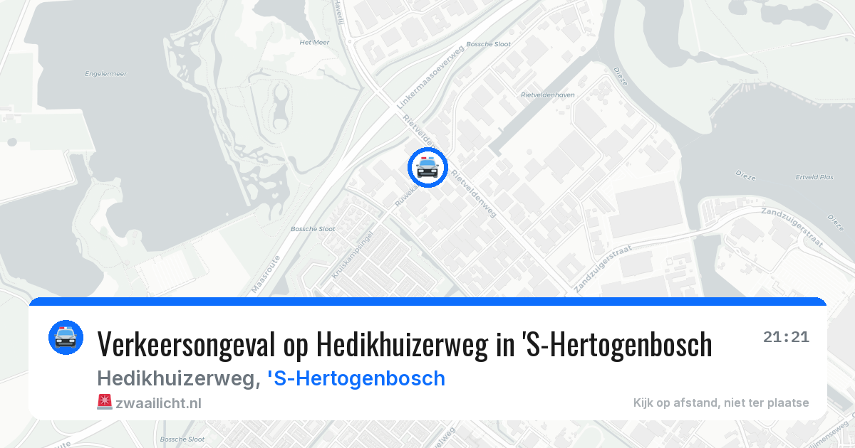 Verkeersongeval op Hedikhuizerweg in 'S-Hertogenbosch — 21 jul 2026