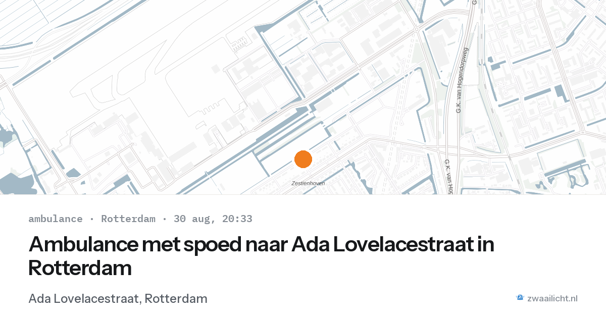 Ambulance met spoed naar Ada Lovelacestraat in Rotterdam — 30 aug 2026