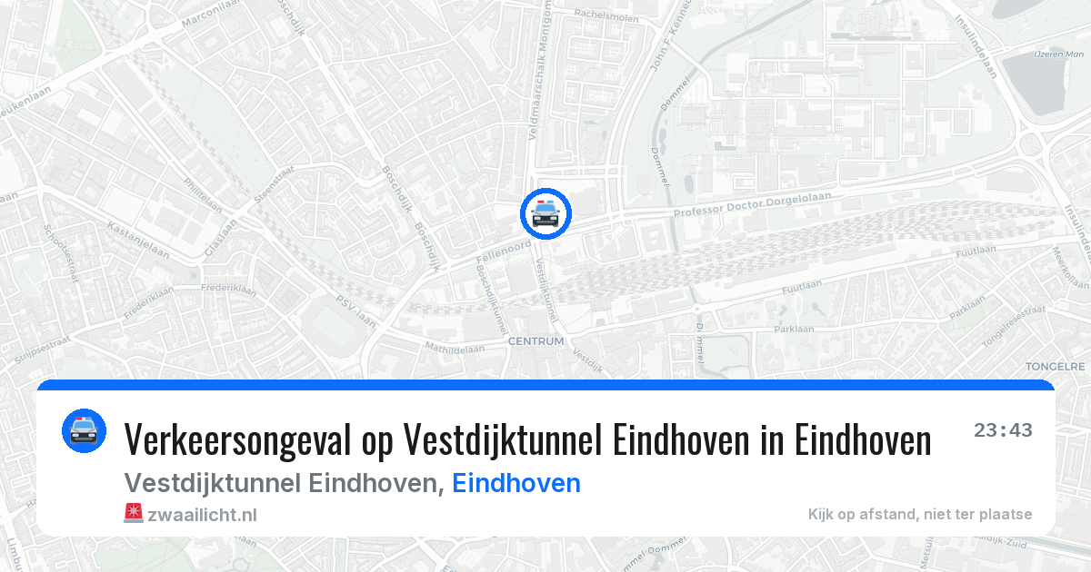 Verkeersongeval op Vestdijktunnel Eindhoven in Eindhoven — 14 aug 2026