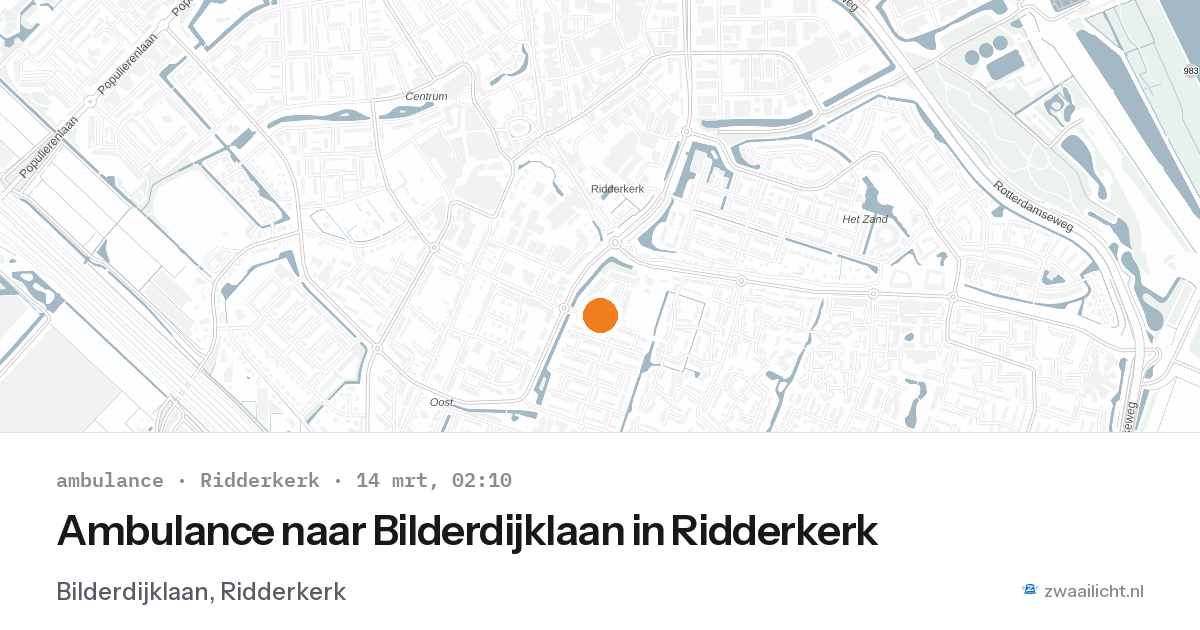 Ambulance naar Bilderdijklaan in Ridderkerk — 14 mrt 2026