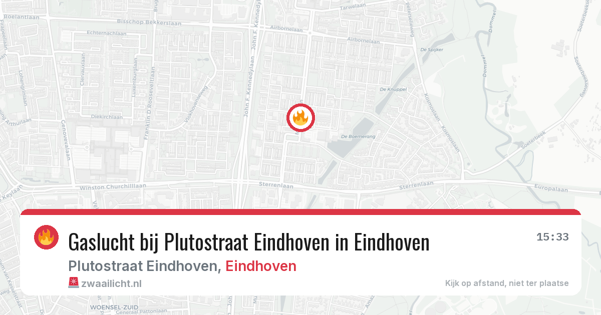Gaslucht bij Plutostraat Eindhoven in Eindhoven — 10 mrt 2026