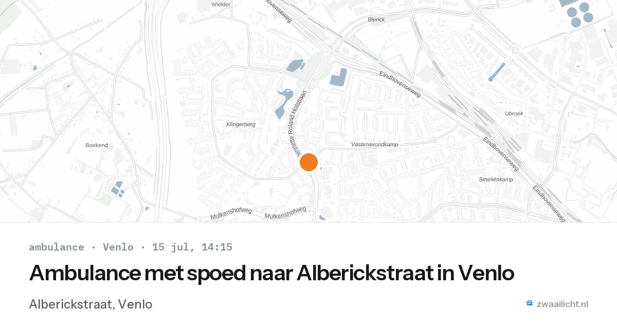 Ambulance met spoed naar Alberickstraat in Venlo — 15 jul 2026
