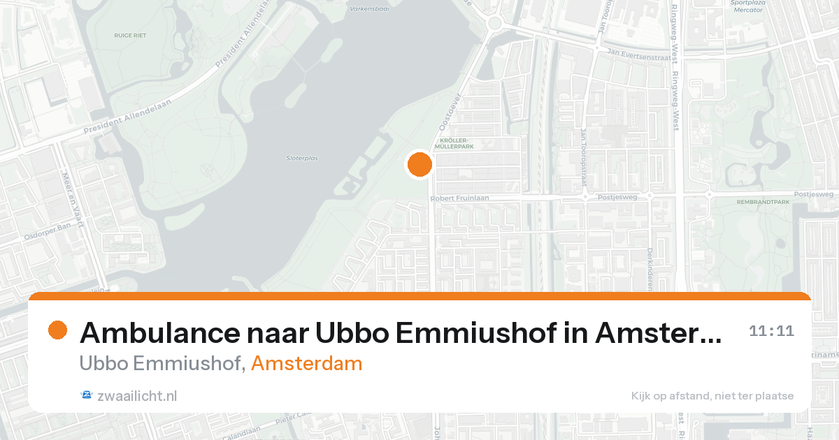Ambulance naar Ubbo Emmiushof in Amsterdam — 20 aug 2026