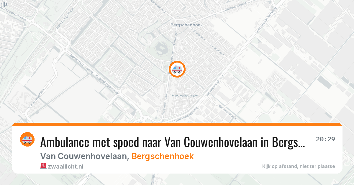 Ambulance met spoed naar Van Couwenhovelaan in Bergschenhoek — 10 jun 2026