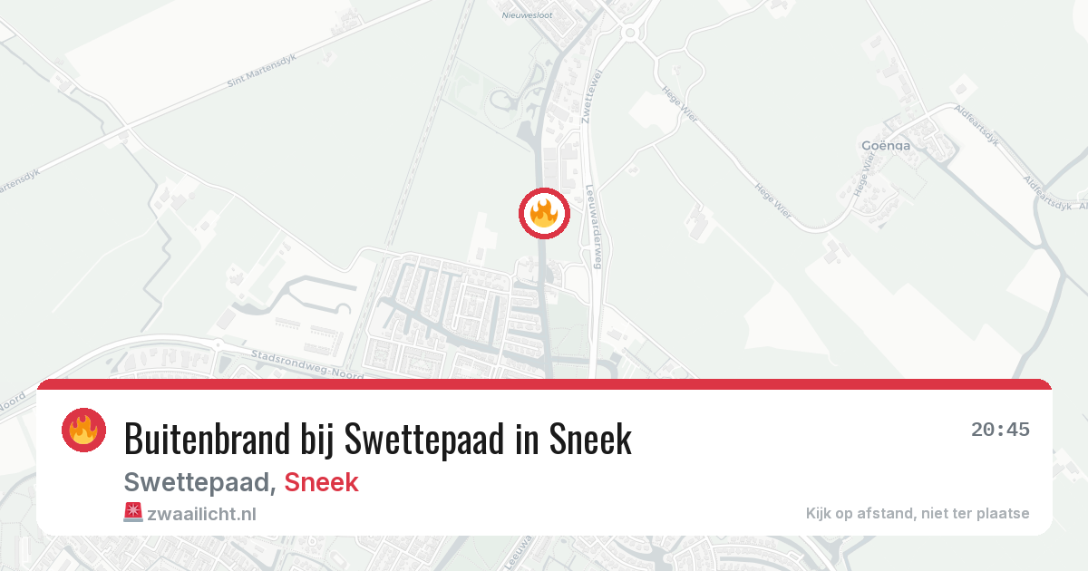 Buitenbrand bij Swettepaad in Sneek — 27 jun 2026