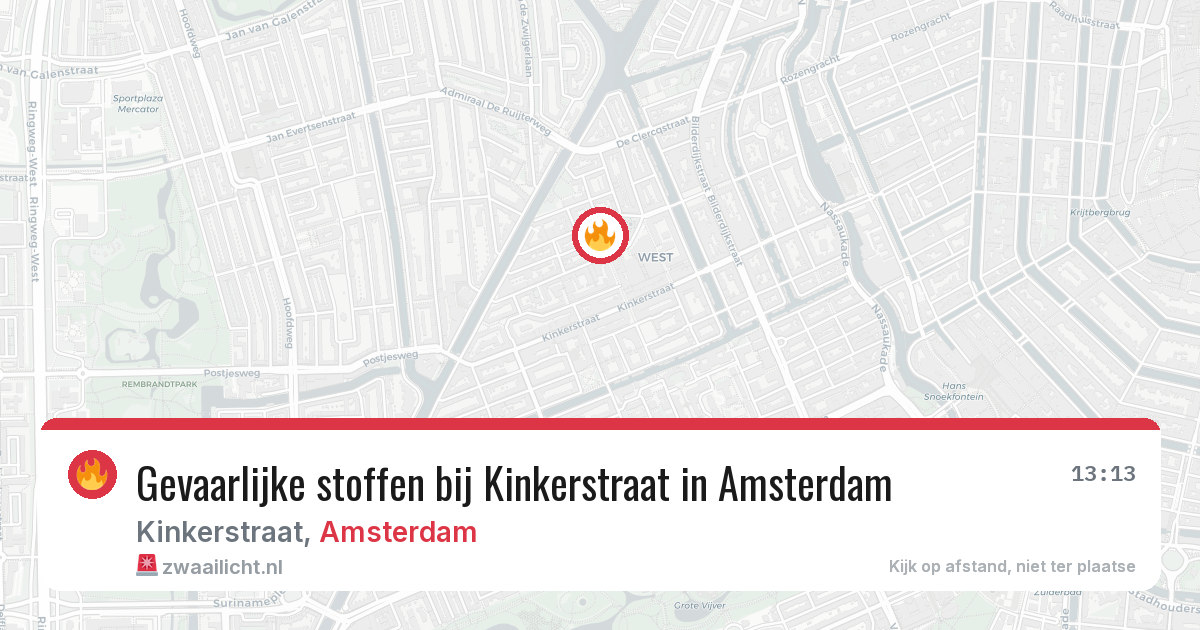 Gevaarlijke stoffen bij Kinkerstraat in Amsterdam — 8 aug 2026