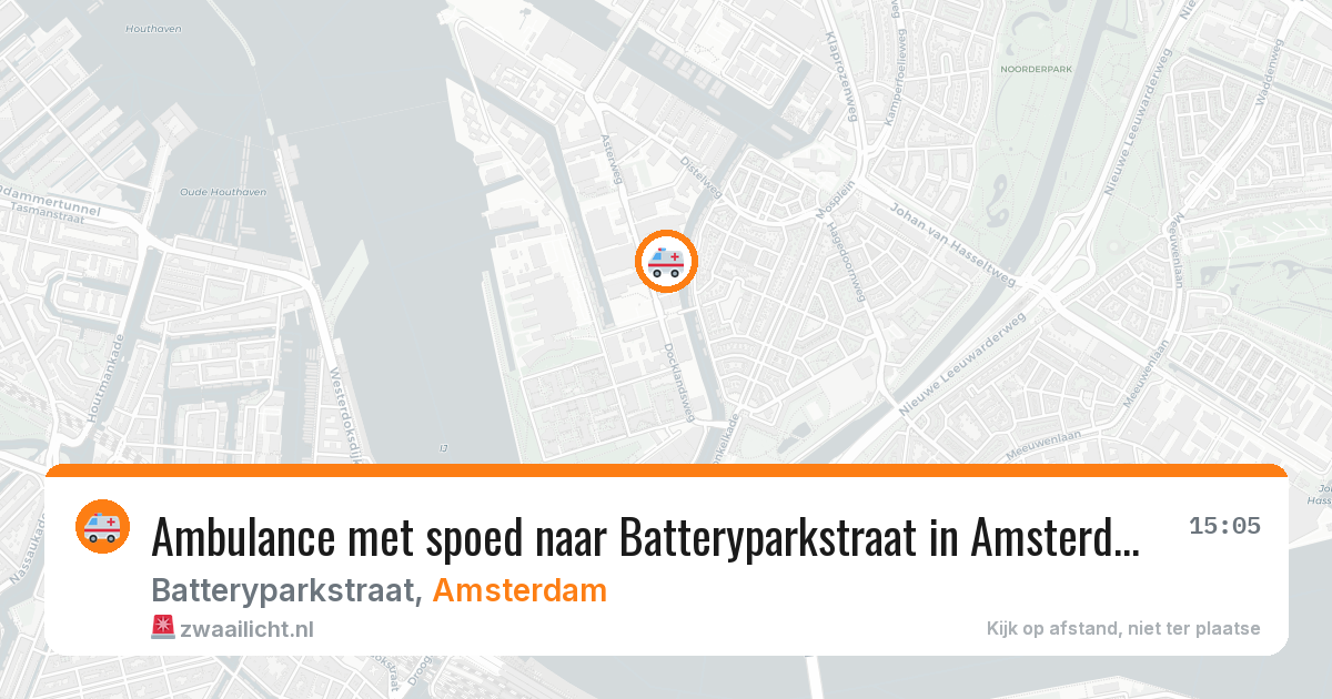 Ambulance met spoed naar Batteryparkstraat in Amsterdam — 17 jun 2026