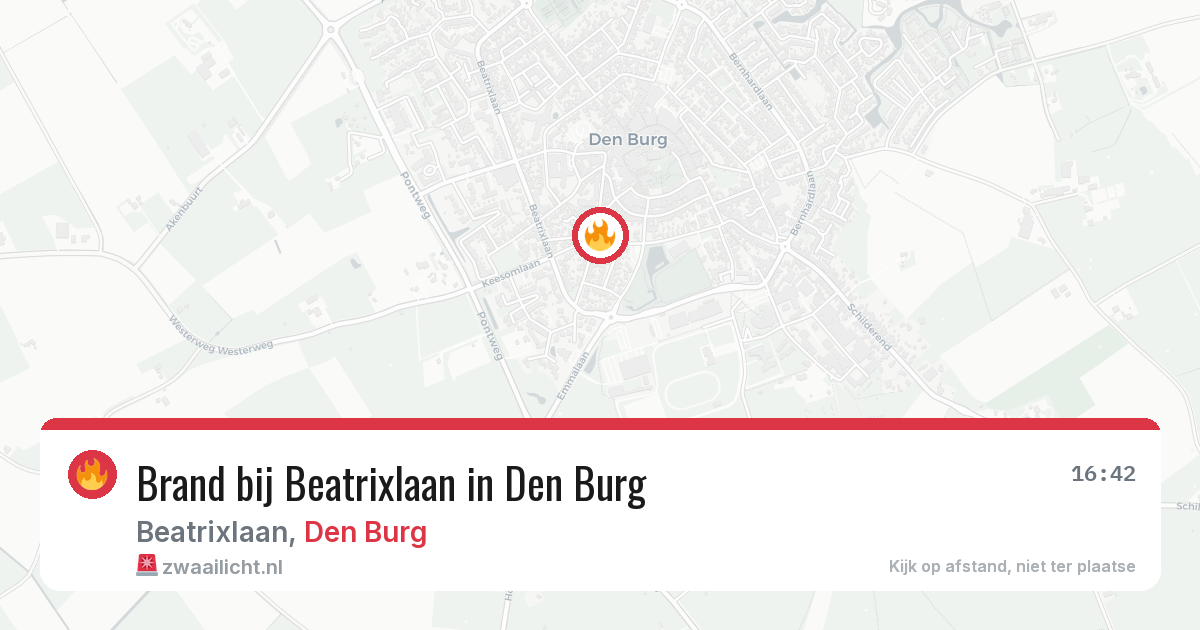 Brand bij Beatrixlaan in Den Burg — 9 aug 2026