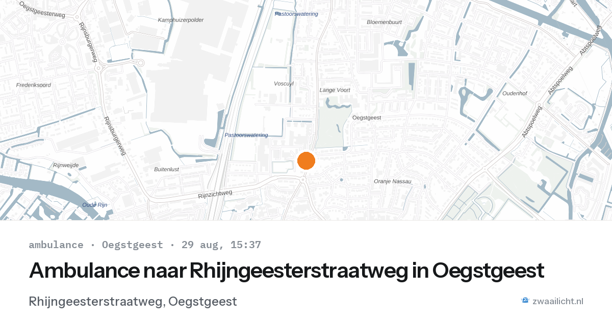 Ambulance naar Rhijngeesterstraatweg in Oegstgeest — 29 aug 2026