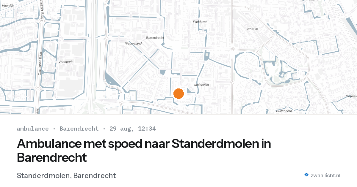 Ambulance met spoed naar Standerdmolen in Barendrecht — 29 aug 2026