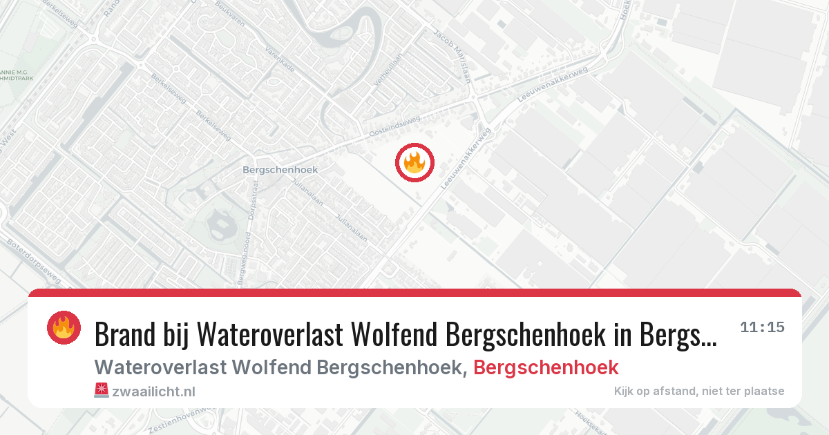 Brand bij Wateroverlast Wolfend Bergschenhoek in Bergschenhoek — 18 jul 2026