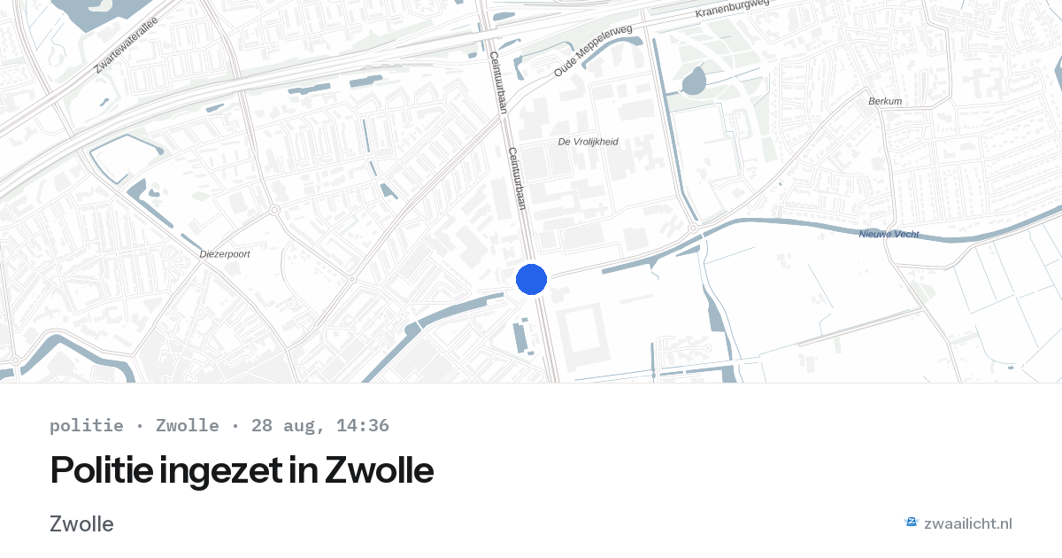 Politie ingezet in Zwolle — 28 aug 2026 | 🚨 Zwaailicht.nl