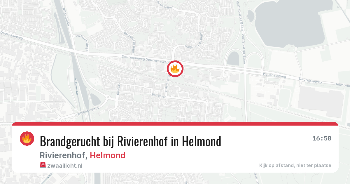 Brandgerucht bij Rivierenhof in Helmond — 18 mei 2026