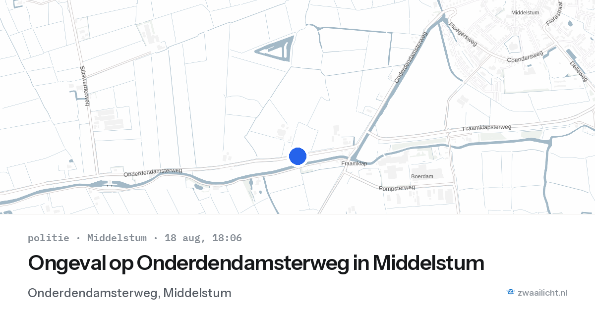 Ongeval op Onderdendamsterweg in Middelstum — 18 aug 2026