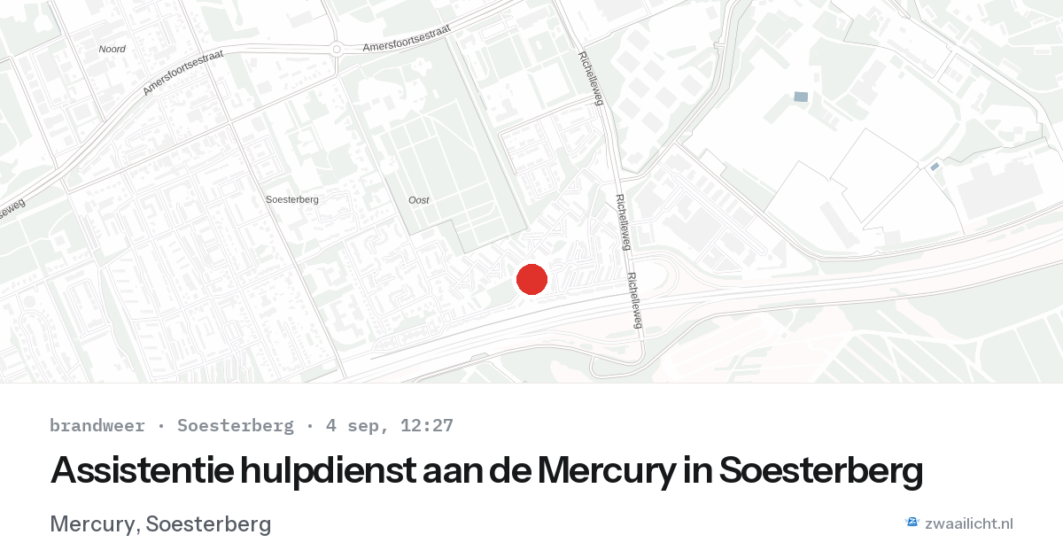 Assistentie hulpdienst aan de Mercury in Soesterberg — 4 sep 2026