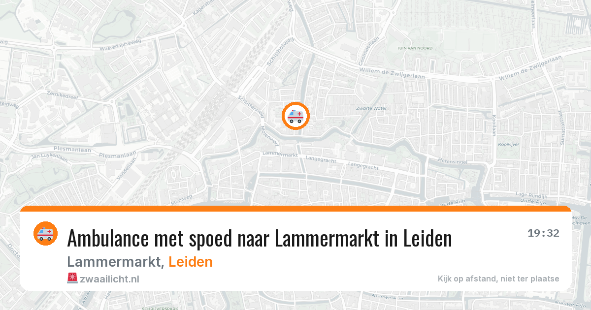 Ambulance met spoed naar Lammermarkt in Leiden — 19 jun 2026