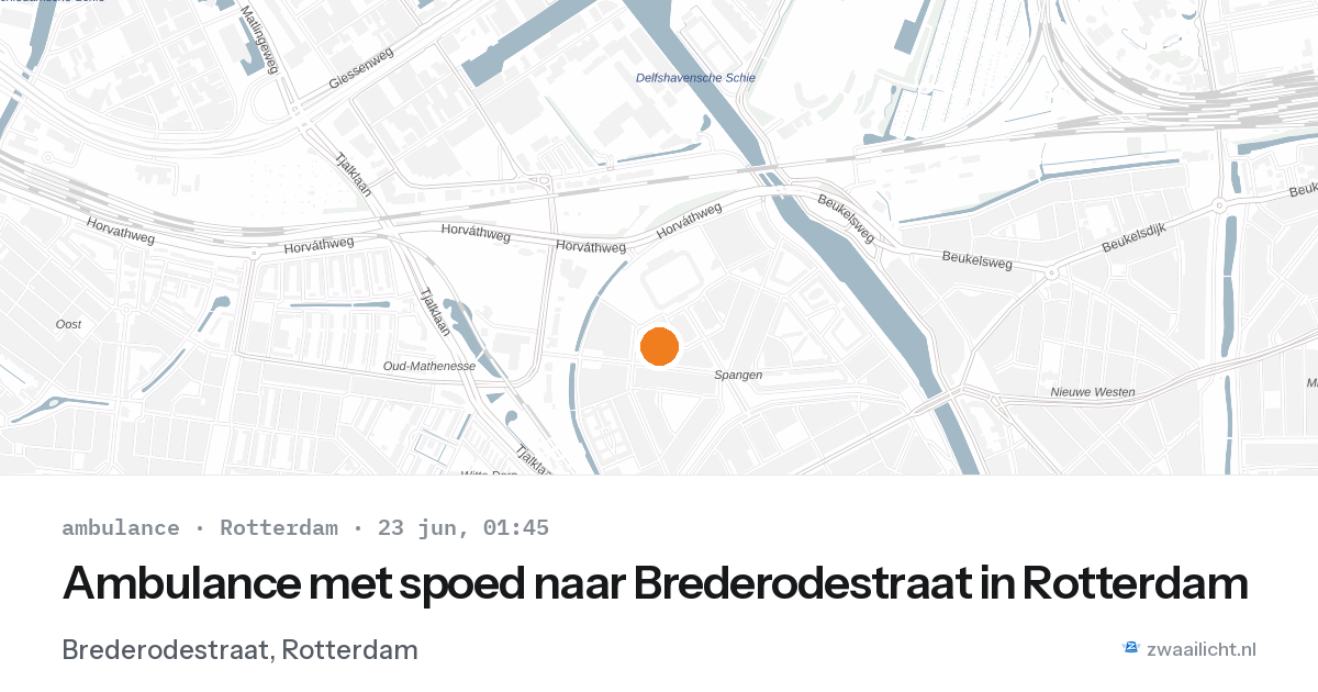 Ambulance met spoed naar Brederodestraat in Rotterdam — 22 jun 2026