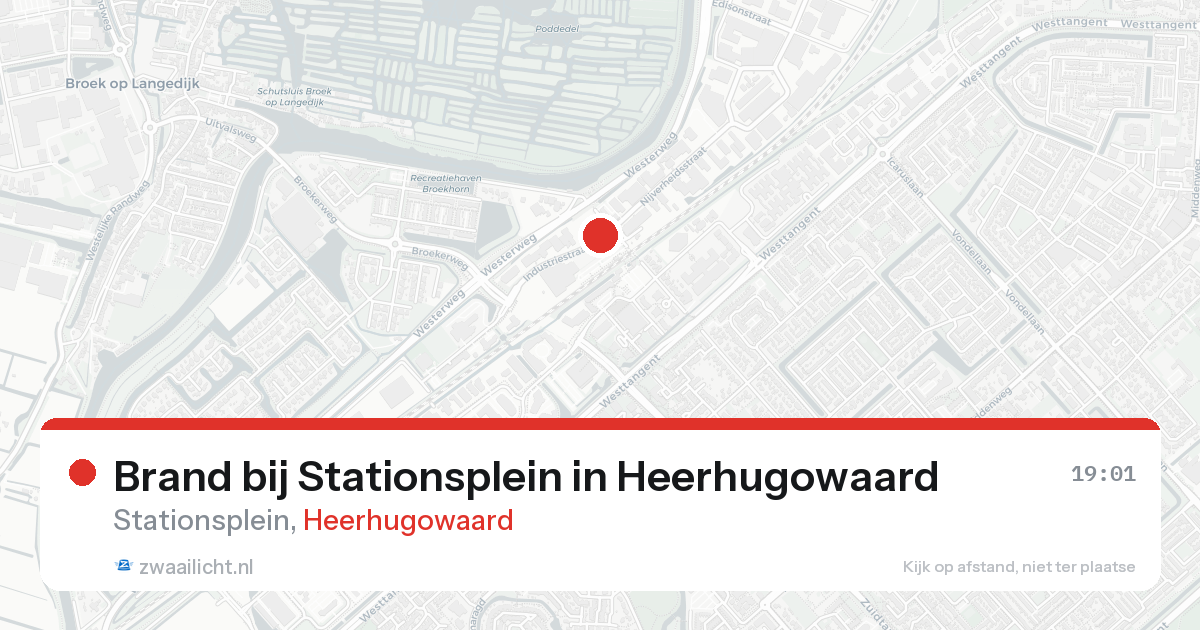 Brand bij Stationsplein in Heerhugowaard — 19 aug 2026