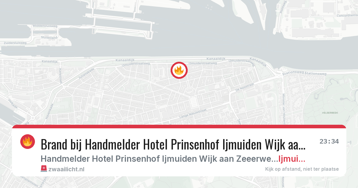 Brand bij Handmelder Hotel Prinsenhof Ijmuiden Wijk aan Zeeerweg in Ijmuiden — 5 jul 2026
