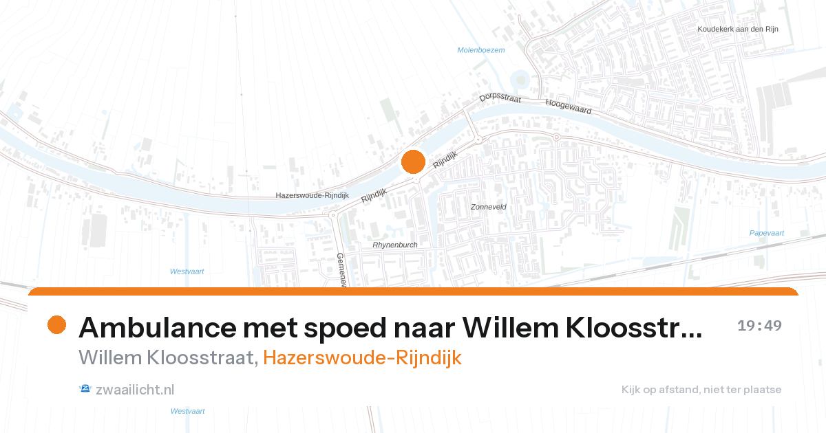 Ambulance met spoed naar Willem Kloosstraat in Hazerswoude-Rijndijk — 27 aug 2026