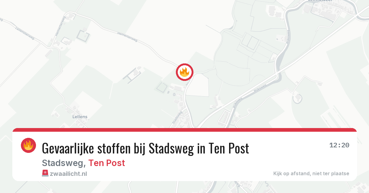 Gevaarlijke stoffen bij Stadsweg in Ten Post — 25 feb 2026