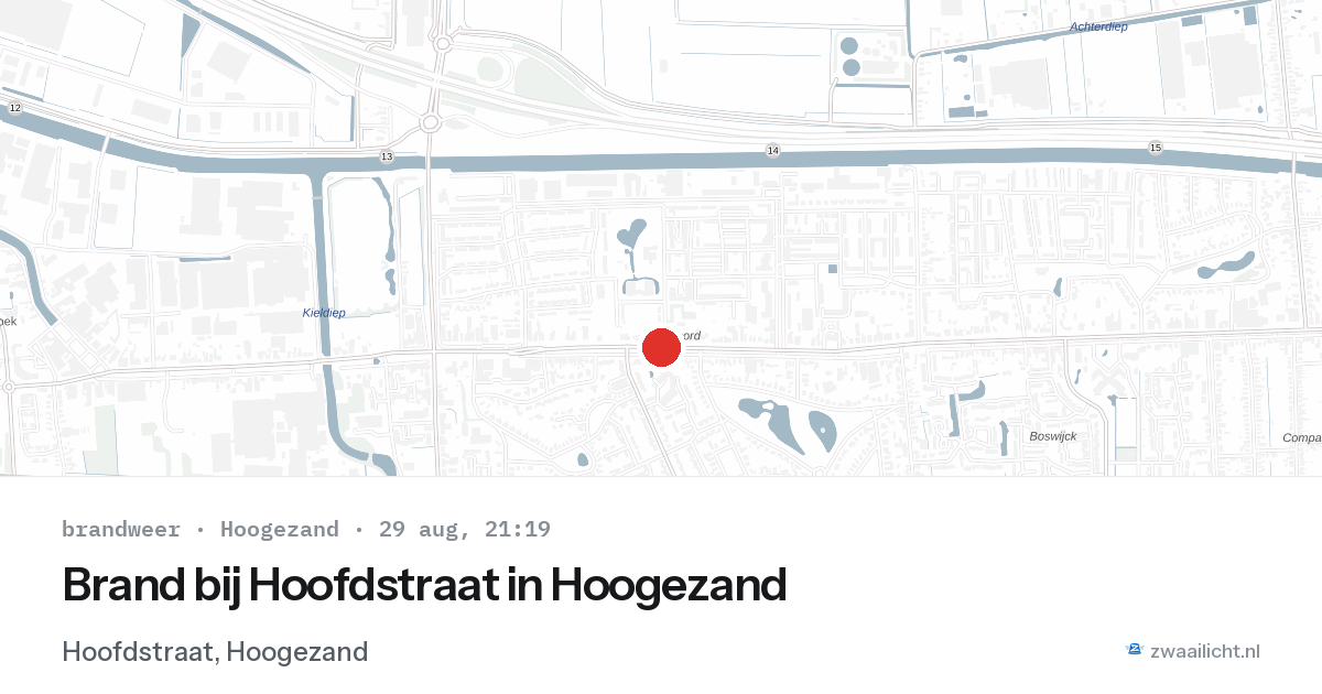 Brand bij Hoofdstraat in Hoogezand — 29 aug 2026
