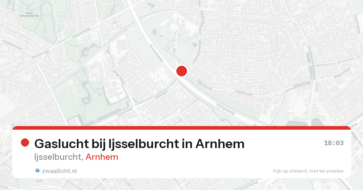 Gaslucht bij Ijsselburcht in Arnhem — 21 aug 2026