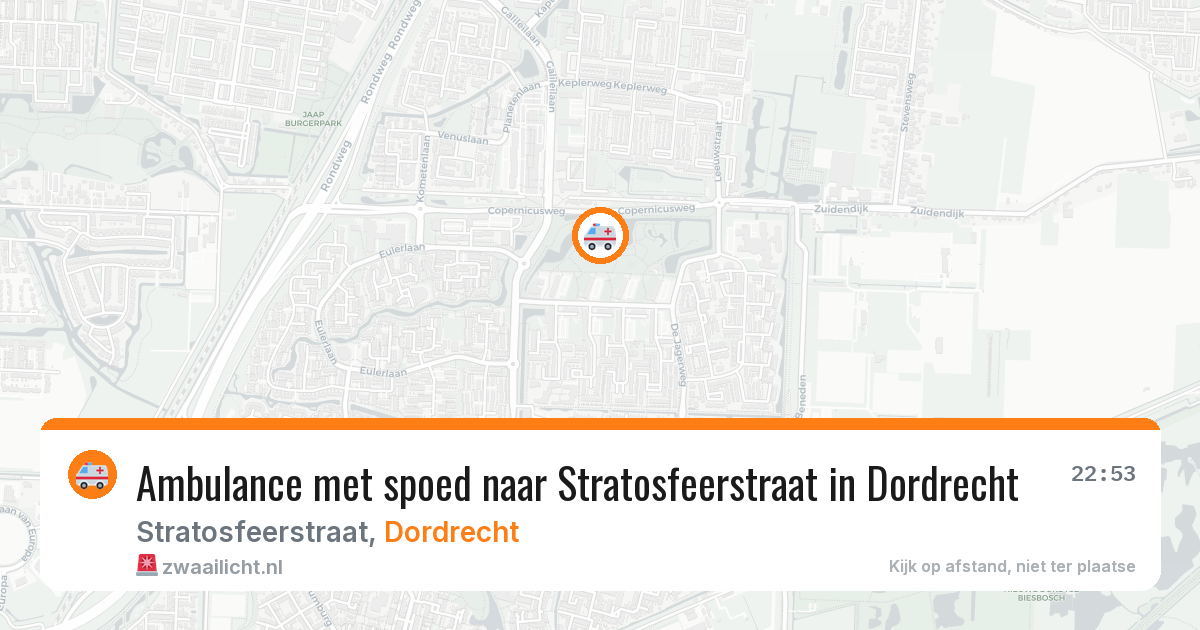 Ambulance met spoed naar Stratosfeerstraat in Dordrecht — 25 jun 2026