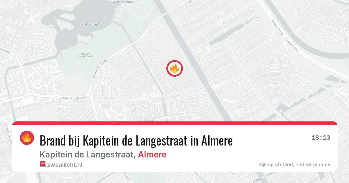 Brand bij Kapitein de Langestraat in Almere — 22 mrt 2026