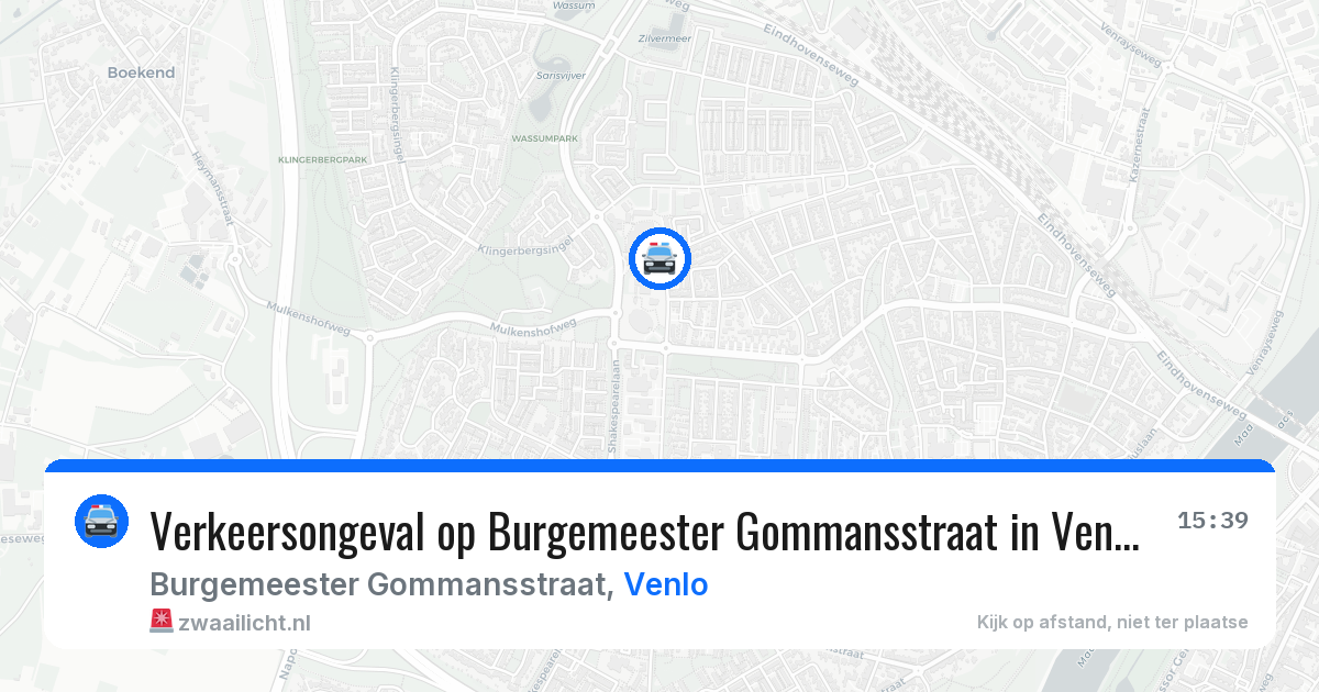Verkeersongeval op Burgemeester Gommansstraat in Venlo — 15 apr 2026