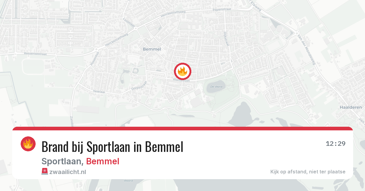 Brand bij Sportlaan in Bemmel — 30 jul 2026